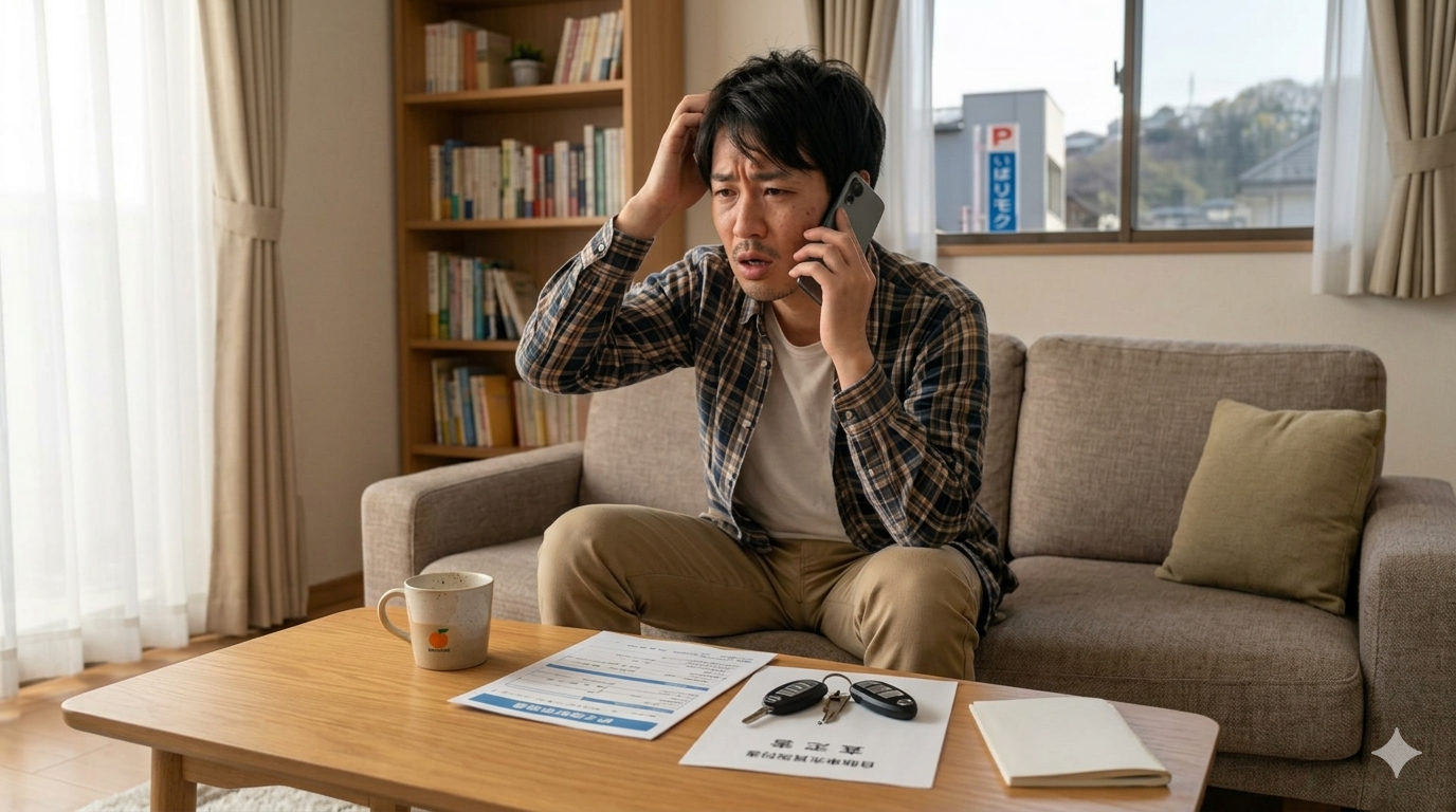 電話査定で悩む様子