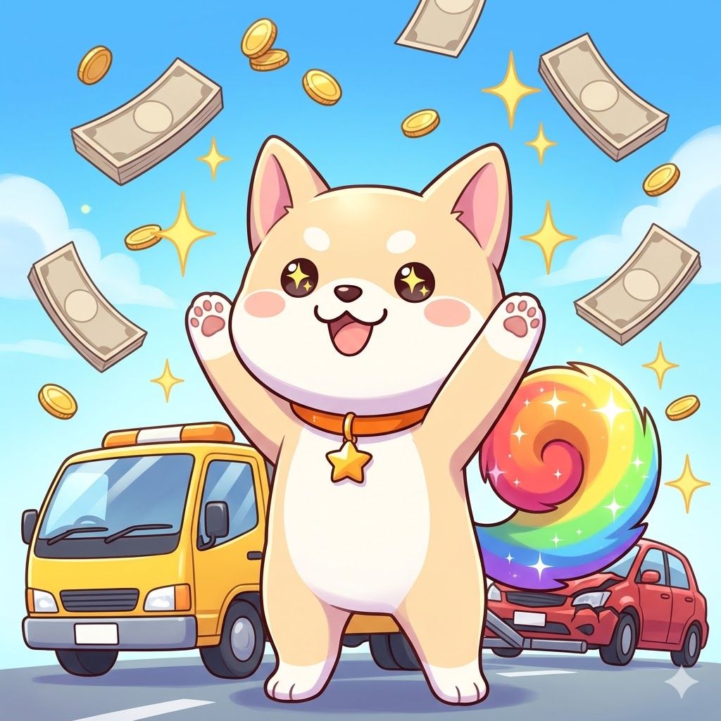動かない車も売れる！と達成感バンザイのにじまる